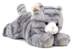 Liegende KATZE grau, softweich Plüschtier Stofftier Kuscheltier Plüsch 25cm NEU