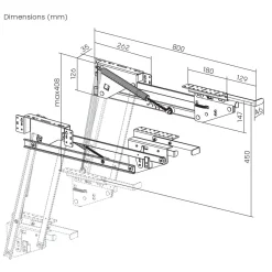 Lift, ausziehbares Einbau-Küchenregal 5-20kg 820x168x106mm MC-497 Maclean