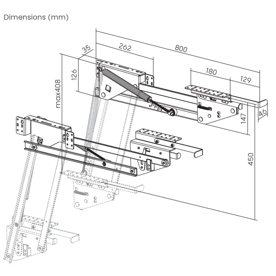 Lift, ausziehbares Einbau-Küchenregal 5-20kg 820x168x106mm MC-497 Maclean