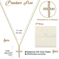 Lilbitty Kreuz Diamant Kette Gold 14K Halskette Damen Modeschmuck
