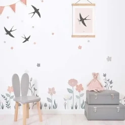 Lilipinso Wandsticker L Stielblüten rosa taupe grau