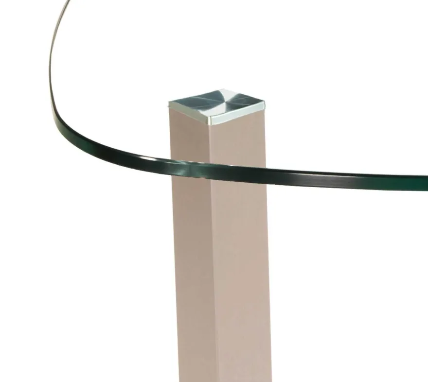 LIN-5H Couchtisch Glas Wankelform mit/ ohne Ablage echt Edelstahlgestell mit Rollen