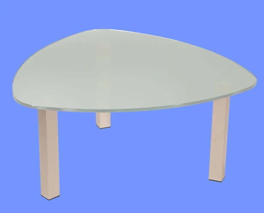 LIN-5H Couchtisch Glas Wankelform mit/ ohne Ablage echt Edelstahlgestell mit Rollen