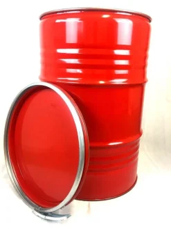 210 Liter Blechfass Stahlfass Fass Ölfass Metallfass Deckelfass Tonne Rot