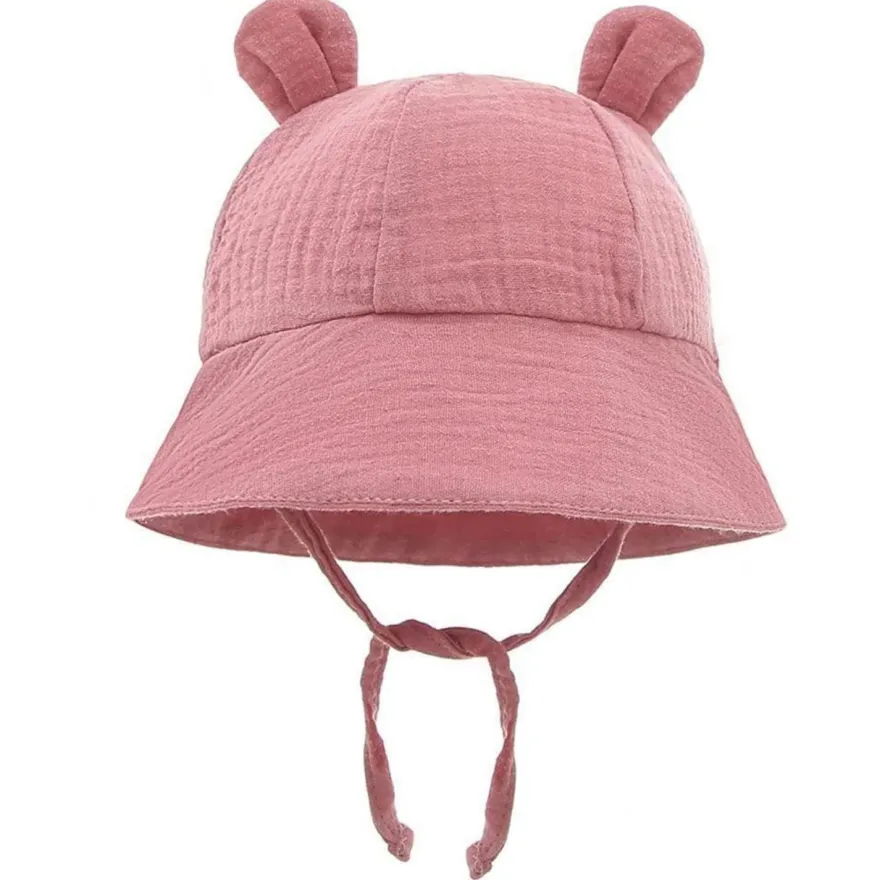 Liupuudly Baby Sonnenhut mit Ohren, UV-Schutz, Baumwolle, Strandhut für 3-12