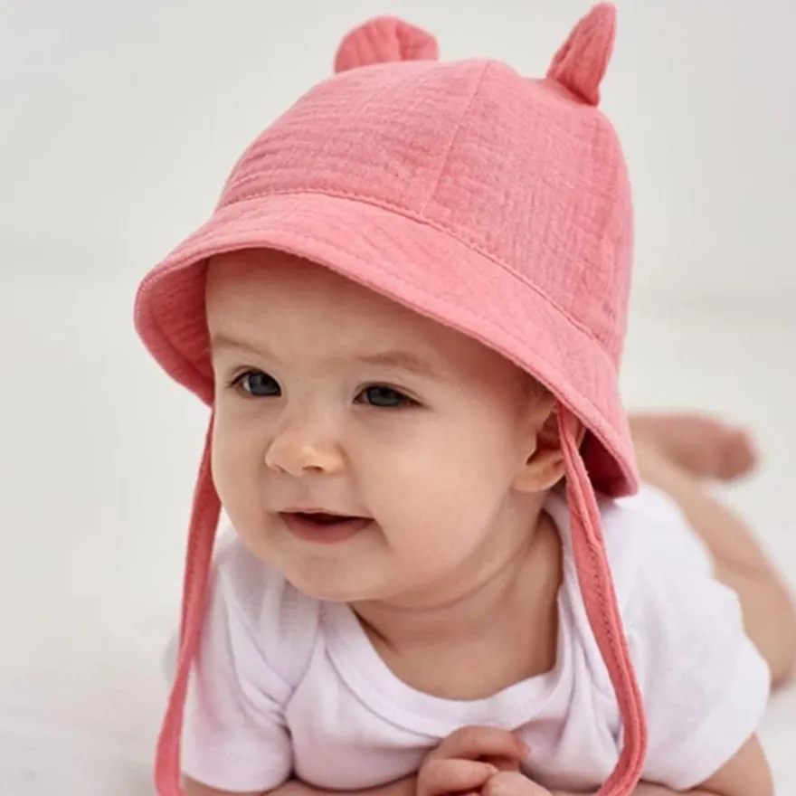 Liupuudly Baby Sonnenhut mit Ohren, UV-Schutz, Baumwolle, Strandhut für 3-12