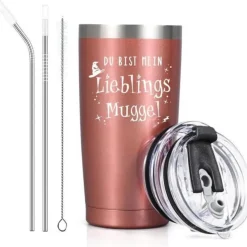 Livole Isolierter Camping Becher 20oz (600ml) - Roségold - Geschenk für Frauen