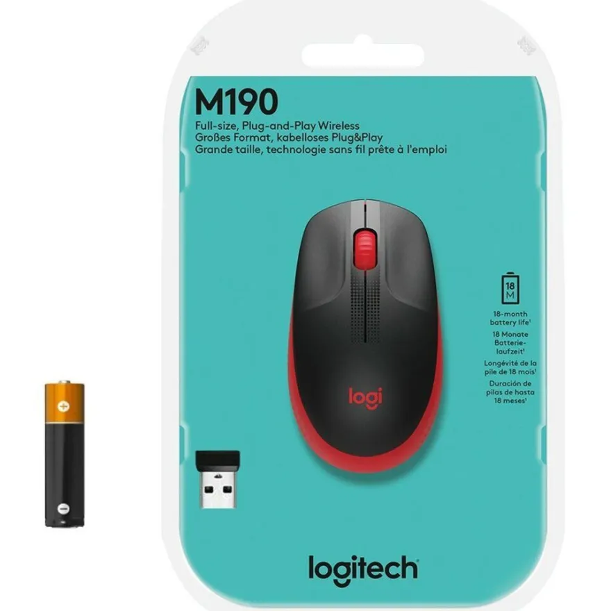Logitech M190 Full-size wireless Mouse red (910-005908)