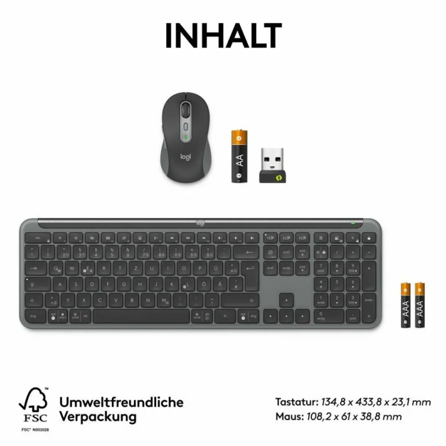 Logitech MK950 for Business Tastatur-Maus-Set kabellos grafit