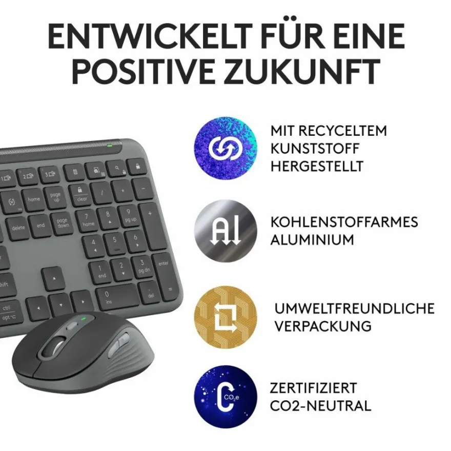 Logitech MK950 for Business Tastatur-Maus-Set kabellos grafit