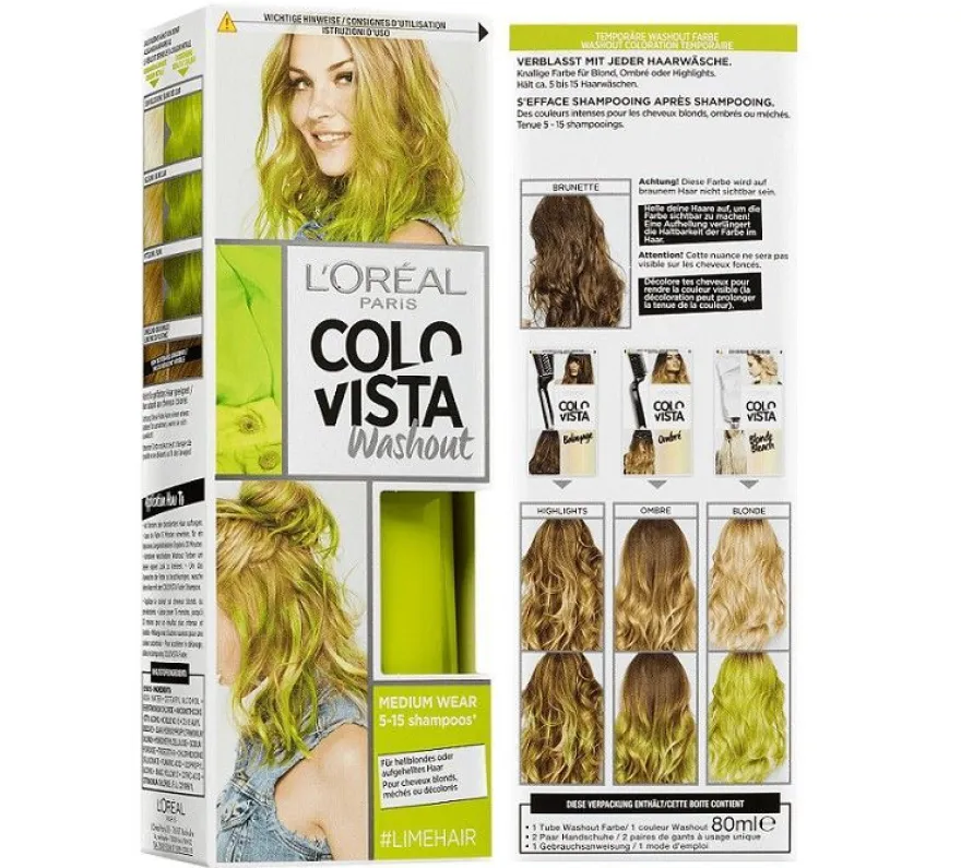 Loreal Colovista Limehair Farbe Auswaschbar nach 5-15 Haarwäschen Paris