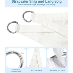 LOVE STORY Sonnensegel Dreieckig 3.6x3.6x3.6m Cremeweiß - Wasserdicht, 95