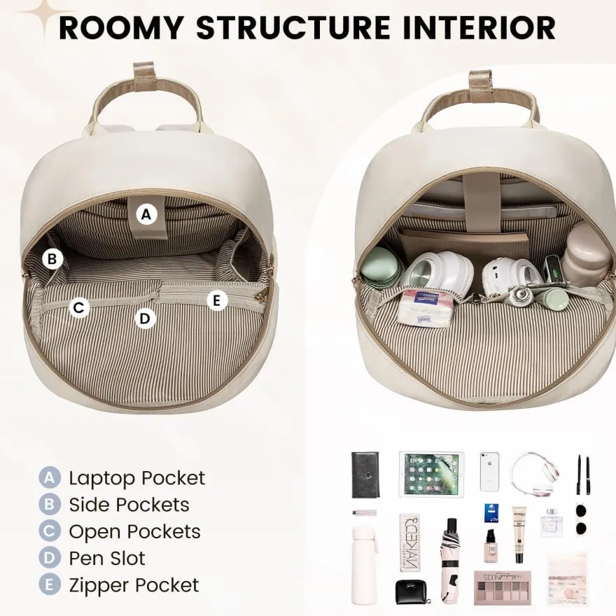 Lovevook Damen Rucksack Mittelgroß, 14 Zoll Laptop Rucksack für Schule, Uni