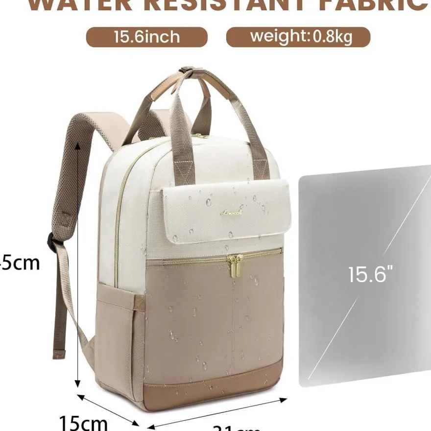Lovevook Rucksack Damen 15,6 Zoll Laptopfach & USB Ladeanschluss, Wasserdicht