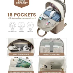 Lovevook Rucksack Damen 15,6 Zoll Laptopfach & USB Ladeanschluss, Wasserdicht