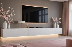 Lowboard PARIS 300 cm Weiß Matt - TV-Schrank Soft Close - LED optional