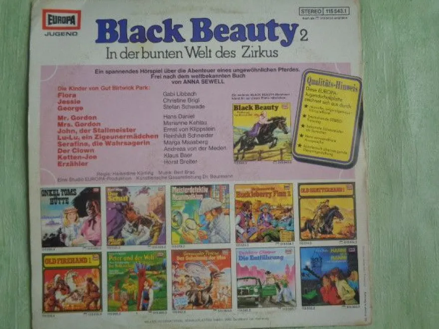 LP Europa Anna Sewell Black Beauty Gut Birtwick Zirkus London Fallensteller Hörspiel