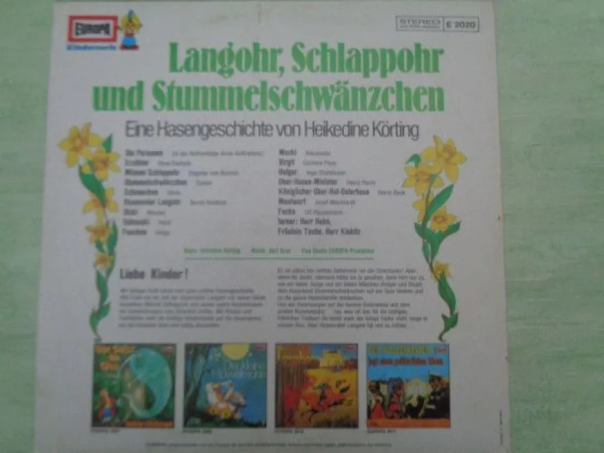 LP Europa E2020 Langohr Schlappohr Stummelschwänzchen Hasengeschichte Hörspiel