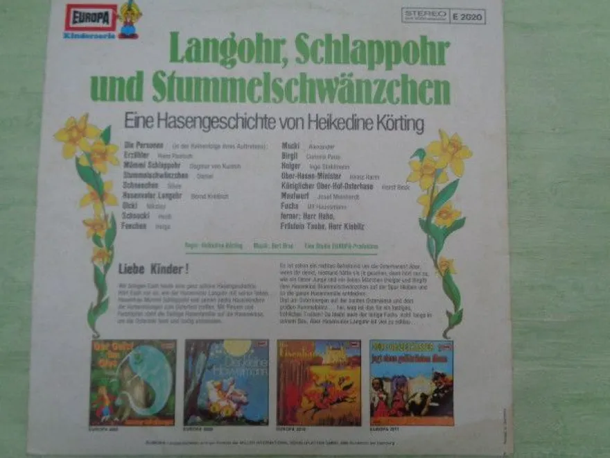 LP Europa E2020 Langohr Schlappohr Stummelschwänzchen Hasengeschichte Hörspiel