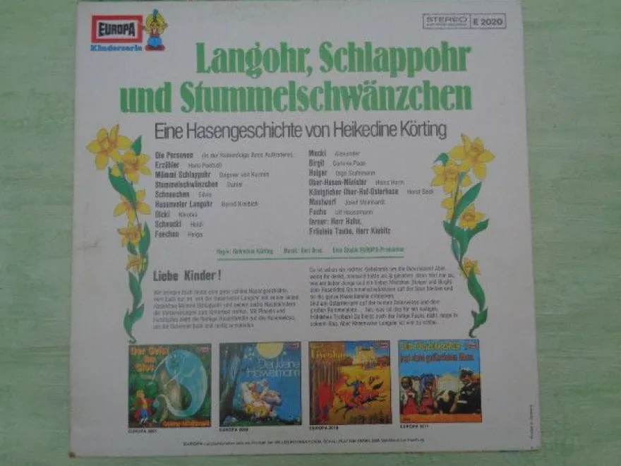 LP Europa E2020 Langohr Schlappohr Stummelschwänzchen Hasengeschichte Hörspiel