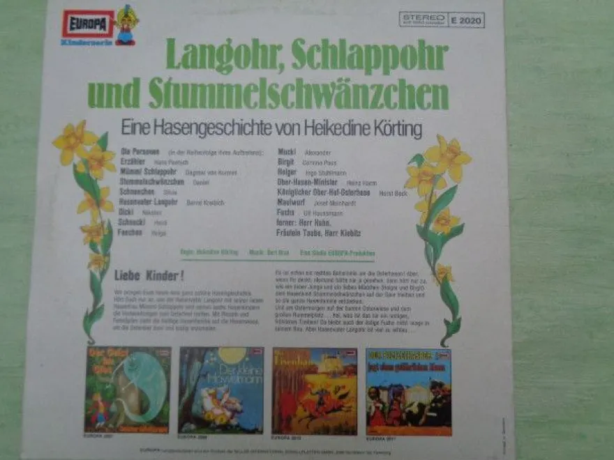 LP Europa E2020 Langohr Schlappohr Stummelschwänzchen Hasengeschichte Hörspiel