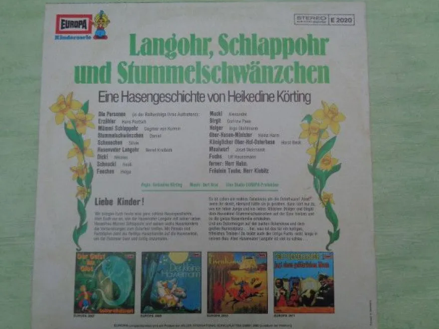 LP Europa E2020 Langohr Schlappohr Stummelschwänzchen Hasengeschichte Hörspiel