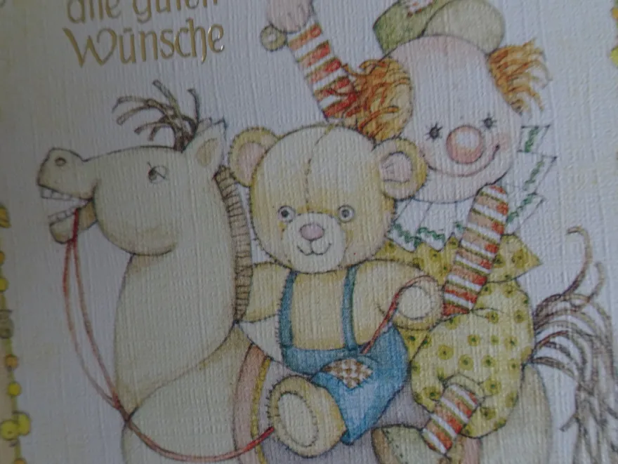 ältere Grußkarten freudiges Ereignis Baby Geburt / Gunkel West Germany