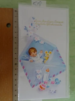 ältere Grußkarten freudiges Ereignis Baby Geburt / Gunkel West Germany