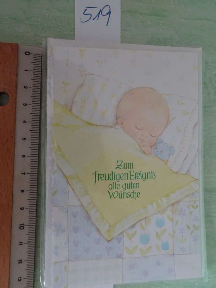 ältere Grußkarten freudiges Ereignis Baby Geburt / Gunkel West Germany