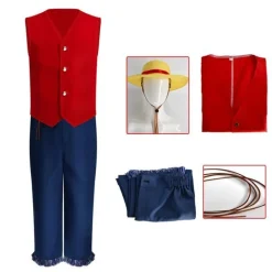 Luffy Cosplay Kostém One Piece Anime Set Kinder Halloween Outfit