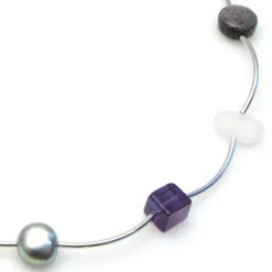 Luna-Pearls Collier mit Edelsteinen + Zuchtperlen