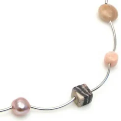 Luna-Pearls Collier mit Edelsteinen + Zuchtperlen