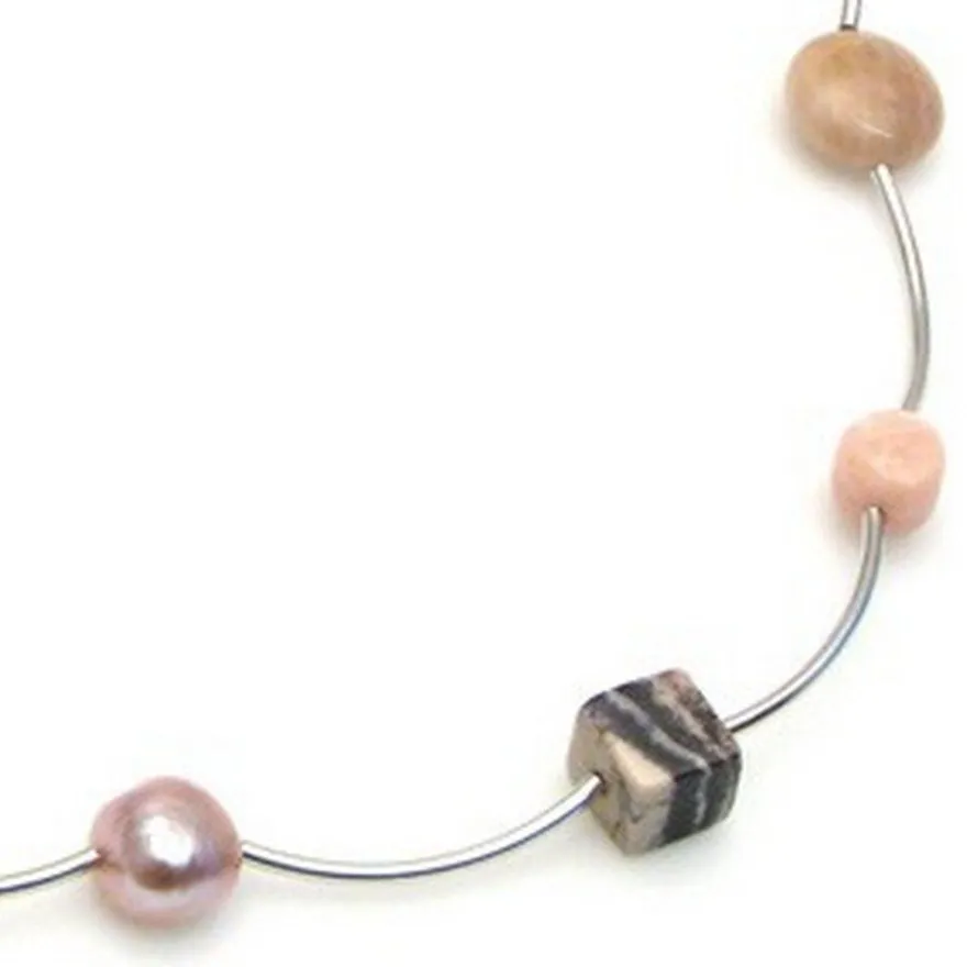 Luna-Pearls Collier mit Edelsteinen + Zuchtperlen