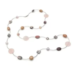 Luna-Pearls Collier mit Edelsteinen + Zuchtperlen