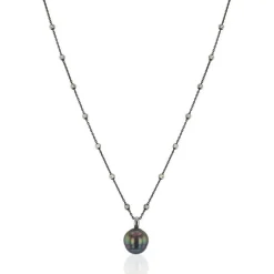Luna-Pearls - HS1227 - Collier - 925 Silber Ruthenium - Tahiti-Zuchtperle