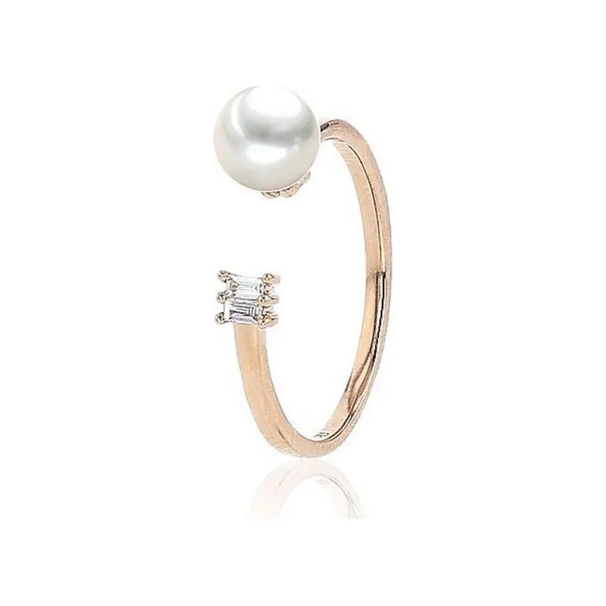 Luna-Pearls Perlenring Akoyaperle 6-6,5 mm 585 Rosegold 2 Diamanten 0,05 ct