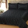 Luxuriöser Bettüberwurf Handarbeit, Satin Tagesdecke, schwarz