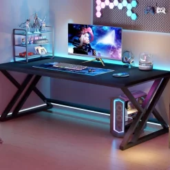 LVB Großer Schreibtisch für Home Office, Büro & Gaming, 180 x 80 cm, Holz