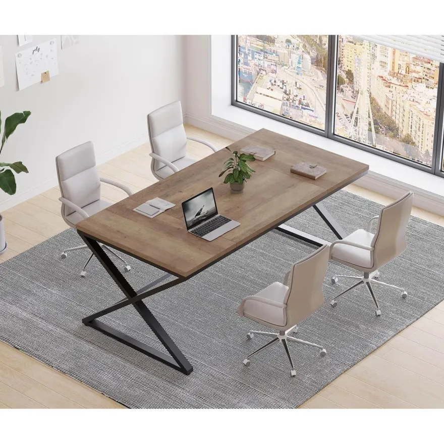 LVB Moderner großer Computertisch für Home Office, Bürotisch aus Holz