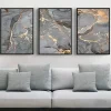 LYBOHO Wandbilder Grau Golden Fluid Art Marmor Textur Abstrakte Wandkunst