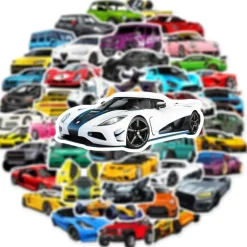 LYunMu Sportwagen Rennen Aufkleber Set, 50 Stück Niedliche Deko für Auto