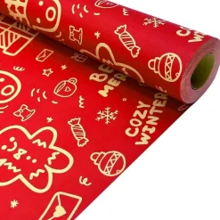 LZRinue Rote Weihnachtsgeschenkpapierrolle, 43 cm x 15 m, recycelbares