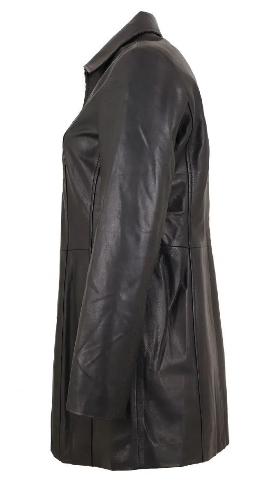 MADDOX - Damen Ledermantel Longjacke Lammnappa schwarz