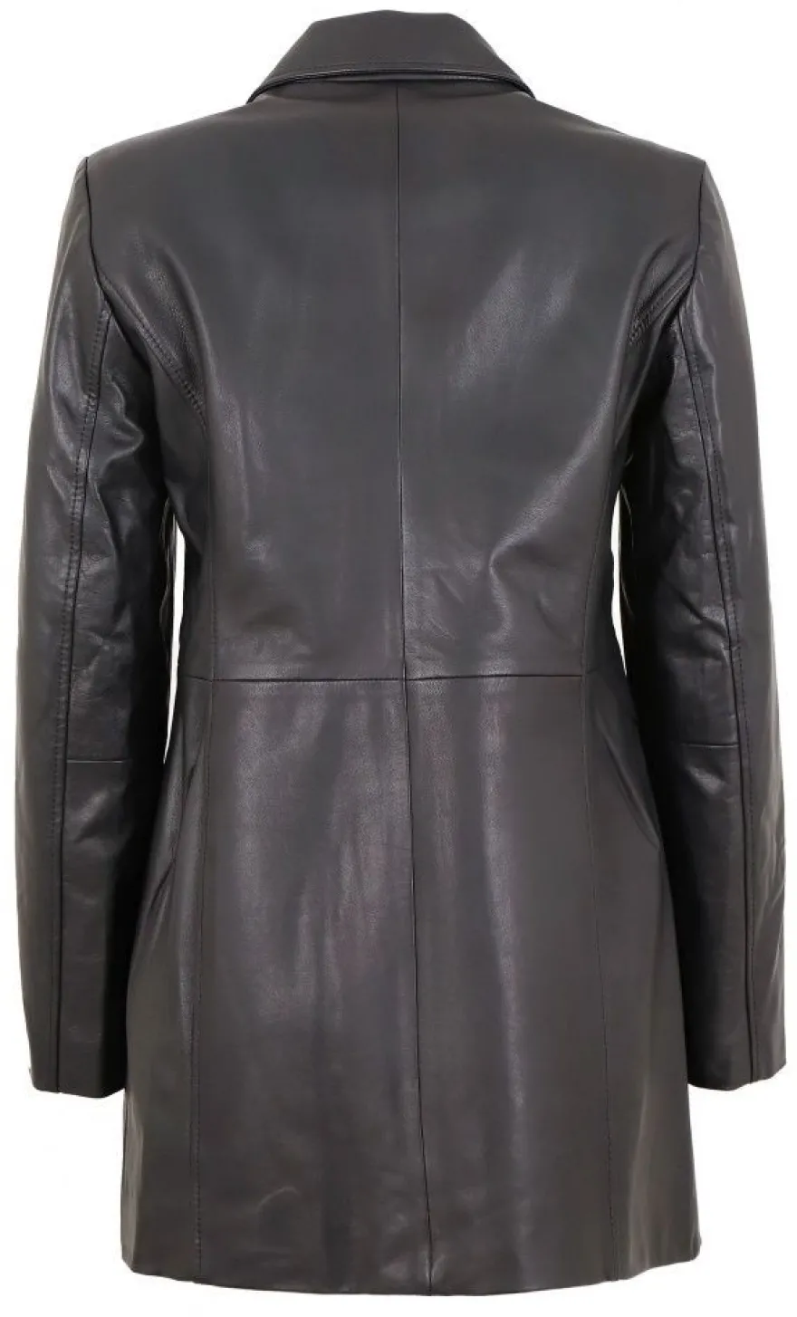 MADDOX - Damen Ledermantel Longjacke Lammnappa schwarz