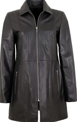 MADDOX - Damen Ledermantel Longjacke Lammnappa schwarz
