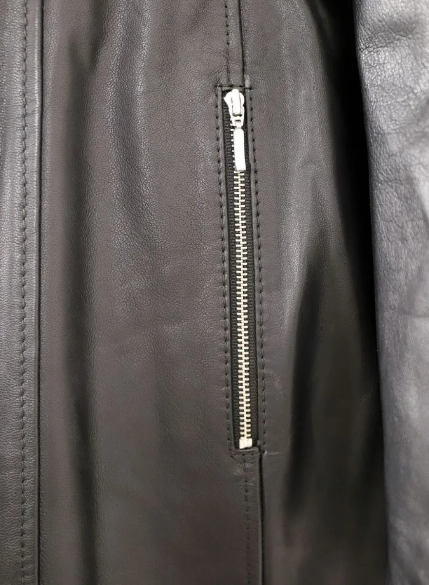 MADDOX - Damen Ledermantel Longjacke Lammnappa schwarz
