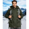 Magcomsen Herren Winterjacke Warm Gefüttert Fleece Winddicht mit Abnehmbarer