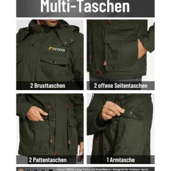 Magcomsen Herren Winterjacke Warm Gefüttert Fleece Winddicht mit Abnehmbarer