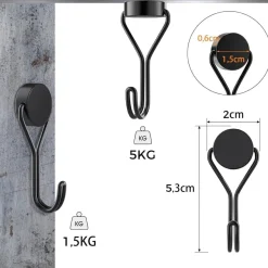 Magnethaken Schwarz Extra Stark für Küche Schlafzimmer Büro 6 Stück