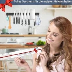Magnetleiste Messer 50 cm Schwarz Edelstahl Haken Bohren Magnetisch